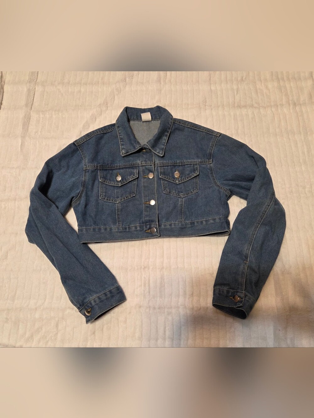 Cropped Classic Blue Denim Jacket Medium